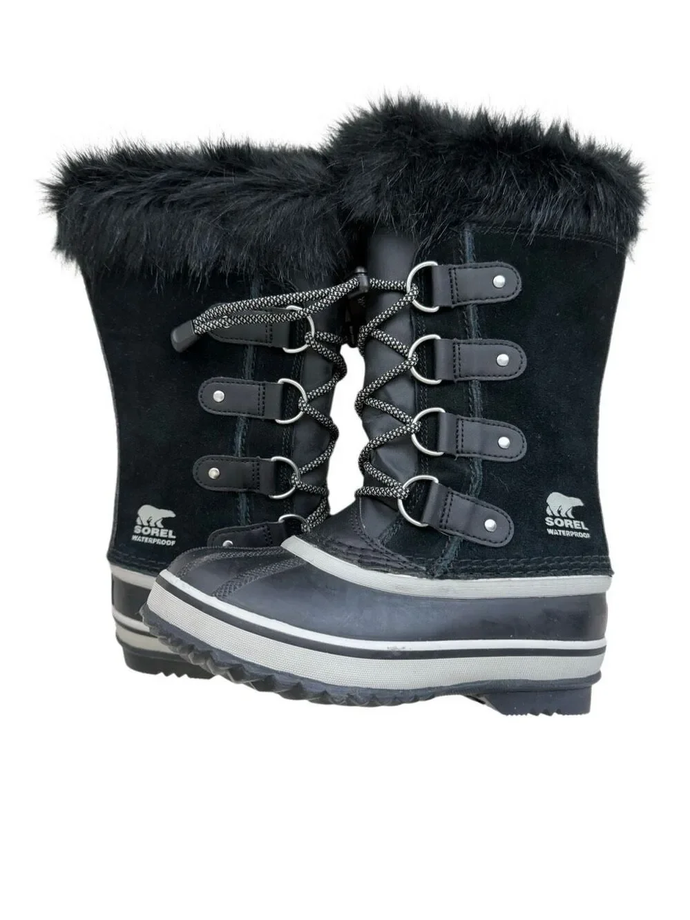 NWT Sorel Kids Black Joan of Arctic Suede Waterproof Winter Boots Size 1